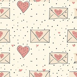 cute envelopes with heart stamps scattered hearts and dots on a 