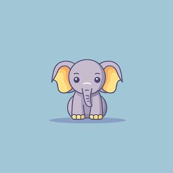 cute flat design baby elephant with yellow ears babu elephant