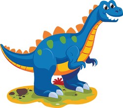 cute friendly kids blue dinosaur cartoon style with orange scale