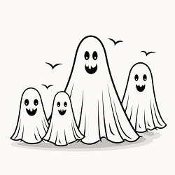 cute ghost family with happy playful faces