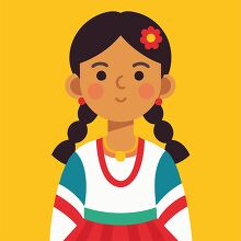 cute girl with braided hair wearing traditional Mexican clothing