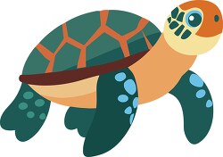 cute green sea turtle illustration with a patterned shell