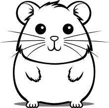 cute hamster face black white outline