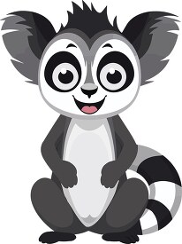cute happy lemur character with big eyes