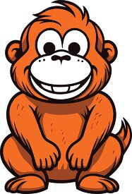 cute happy orangutan cartoon sitting on hind legs clip art