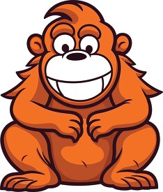 cute happy orangutan cartoon with big eyes and teeth clip art