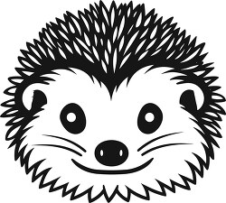 cute hedgehog face black white outline