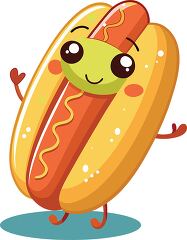 Cute Hot Dog Character with Mustard