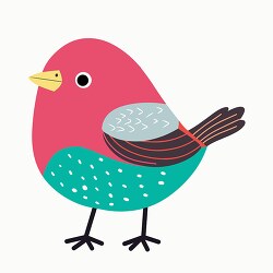 cute illustration of a pink and blue bird with yellow beak