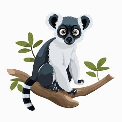 cute lemur sitting in a tree clip art