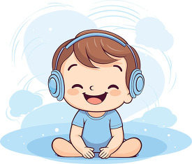 cute little boy wearing a headphone smiling