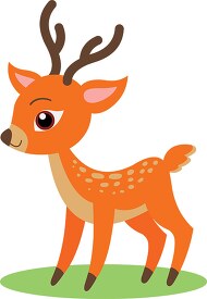 cute little deer with antlers on the grass cartoon