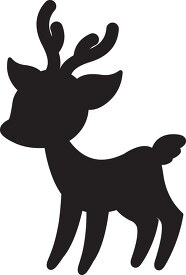 cute little deer with antlers on the grass cartoon silhouette cl