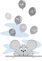 cute little pink animal holding birthday balloons vector gray co