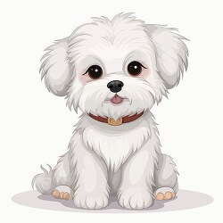 cute maltese dog wearing acollar clip art
