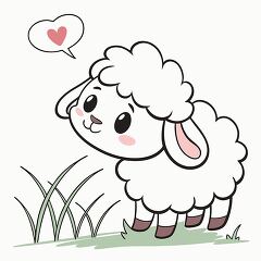 cute minimalistic sheep with a heart thought bubble