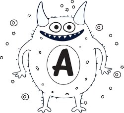 cute monster with the letter A black outline