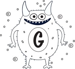 cute monster with the letter G black outline