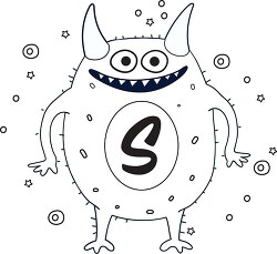 cute monster with the letter S black outline