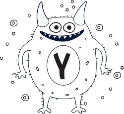 cute monster with the letter Y black outline