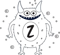 cute monster with the letter Z black outline