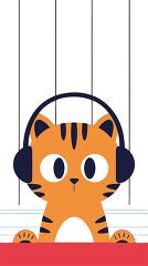 cute orange cat wearing headphones