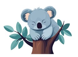 cute sleeping koala resting on a tree stump clip art