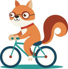 cute studious squirrel riding a bicycle