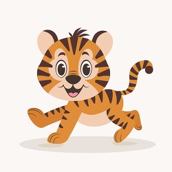 Cute tiger side view playfully running