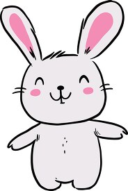 cute white rabbit with pink ears cartoon fun style clipart