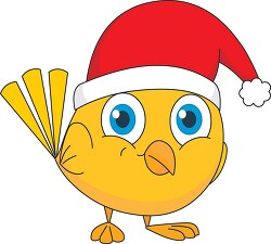 cute yellow bird wearing red christmas hat 5122