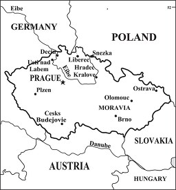 Czech Republic country map black outline