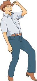 dancing coywboy wearing hat and boots clipart