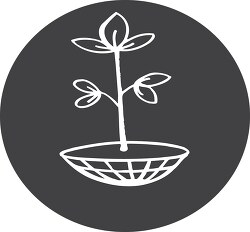 dark gray circle white plant icon