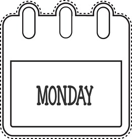 day of the week calendar mondy outline