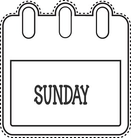 day of the week calendar sunday outline