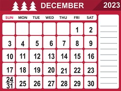 december 2023 calendar with days of the week printable clipart c