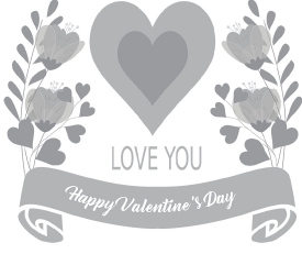 decorative happy valentines day flowers with heart vector gray c