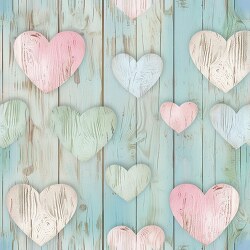 decorative wooden hearts with a distressed finish on weathered p