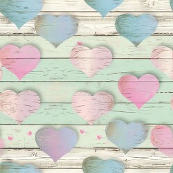decorative wooden hearts with a distressed horizontal wood plank