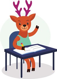 deer animal character in the classroom clipart