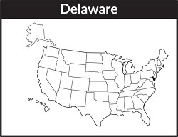 delaware map square black white clipart