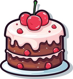 delicious cake sticker with dripping icing and cherries