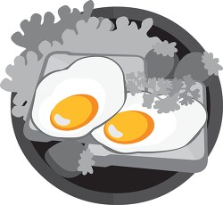 delicious sunny side up fried egg breakfast with toast  gray col