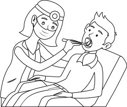 dentist checking teeth of a patient medical clipart black outlin