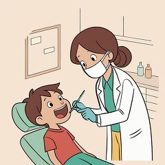 dentist examining a smiling child s teeth in a clean organized cl