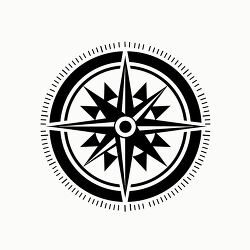 detailed black and white compass illustration