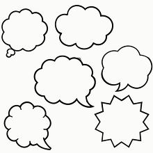 Different shaped speech bubbles in black outlines