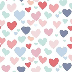 different sized colorful hearts in a tile clip art design