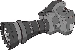 digital slr camera with zoom lens attached clipart